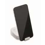 Écouteurs à réduction de bruit dans un boîtier avec support téléphone couleur blanc troisième vue