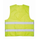Gilet en polyester avec bandes réfléchissantes haute visibilité couleur jaune troisième vue