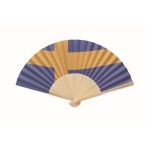 Éventail en bambou avec différents drapeaux européens couleur bleu