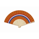 Éventail en bambou avec différents drapeaux européens couleur orange