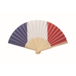 Éventail en bambou avec différents drapeaux européens couleur bleu roi