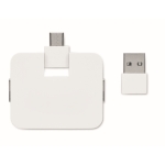 Hub USB à 4 ports avec USB et sorties type-A et type-C couleur blanc deuxième vue