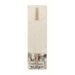 Crayon classique avec gomme présenté dans un papier ensemencé couleur blanc