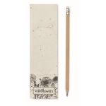Crayon classique avec gomme présenté dans un papier ensemencé couleur blanc troisième vue