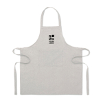 Tablier de cuisine en coton recyclé avec poche avant 220 g/m² couleur gris vue avec zone d'impression