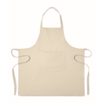 Tablier de cuisine en coton recyclé avec poche avant 220 g/m² couleur beige