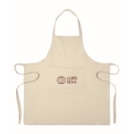 Tablier de cuisine en coton recyclé avec poche avant 220 g/m² couleur beige vue principale