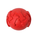 Balle en caoutchouc pour animaux de compagnie à motif d'os en relief couleur rouge première vue