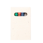 6 crayons de cire dans une boîte en carton avec des graines de pétunia couleur naturel première vue