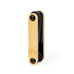 Outil multifonctions en acier au carbone noir avec carcasse en bambou couleur bois deuxième vue