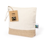 Trousse de toilette 100% coton Fairtrade avec base en jute laminé couleur naturel deuxième vue