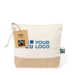 Trousse de toilette 100% coton Fairtrade avec base en jute laminé vue principale