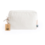 Trousse de toilette 100% coton Fairtrade avec détail latéral en jute couleur naturel première vue