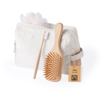 Trousse de toilette 100% coton Fairtrade avec détail latéral en jute couleur naturel  troisième vue