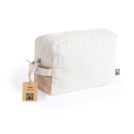 Trousse de toilette 100% coton Fairtrade avec détail latéral en jute couleur naturel quatrième vue