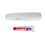 Brosse à dents pliable en fibre de blé avec dentifrice couleur naturel première vue