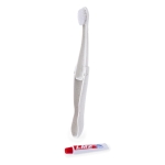 Brosse à dents pliable en fibre de blé avec dentifrice deuxième vue
