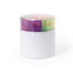 Pilulier cylindrique à 7 compartiments avec 4 divisions couleur blanc première vue