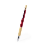 Stylo en aluminium à bouton-poussoir et détail en bambou, mine bleue deuxième vue