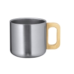 Mug double paroi en acier inoxydable recyclé à anse en bambou 400ml quatrième vue