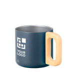 Mug double paroi en acier inoxydable recyclé à anse en bambou 400ml vue principale