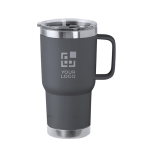 Tasse en acier inoxydable à double paroi avec anse rigide 600ml vue principale