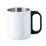 Tasse double paroi en acier inoxydable avec anse en plastique 300ml couleur blanc première vue