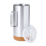 Mug double paroi en acier inoxydable recyclé avec base en liège 450ml quatrième vue