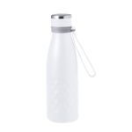 Bouteille en inox double paroi à dragonne en silicone 550ml couleur blanc première vue