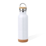 Bouteille en acier inoxydable double paroi à anse de transport 650ml couleur blanc première vue