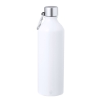 Bouteille en aluminium recyclé avec finition mate et mousqueton 800ml couleur blanc première vue