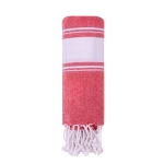 Serviette paréo en coton avec détails aux deux extrémités 180g/m² couleur rouge première vue