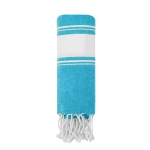 Serviette paréo en coton avec détails aux deux extrémités 180g/m² couleur bleu ciel première vue