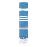 Serviette paréo bicolore en coton recyclé et polyester 255g/m² couleur bleu marine première vue
