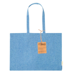 Sac en 100% coton recyclé à longues anses 220g/m² couleur bleu première vue