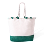 Sac bicolore en coton à longues anses en corde 280g/m² couleur vert première vue