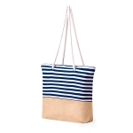 Sac de plage en coton rayé avec base en jute 450g/m² deuxième vue