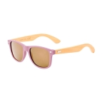 Lunettes de soleil colorées à branches en bambou et protection UV400 couleur rose première vue