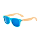 Lunettes de soleil colorées à branches en bambou et protection UV400 couleur bleu ciel première vue