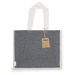 Sac à anses longues en coton recyclé et jute 140g/m² couleur noir première vue