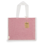 Sac à anses longues en coton recyclé et jute 140g/m² couleur rouge première vue