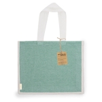 Sac à anses longues en coton recyclé et jute 140g/m² couleur vert première vue