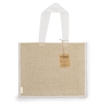 Sac à anses longues en coton recyclé et jute 140g/m² couleur naturel première vue