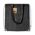 Sac ficelle et à dos 2-en-1 en coton Fairtrade 140g/m² couleur noir première vue