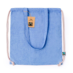 Sac ficelle et à dos 2-en-1 en coton Fairtrade 140g/m² couleur bleu première vue