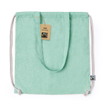 Sac ficelle et à dos 2-en-1 en coton Fairtrade 140g/m² couleur vert première vue
