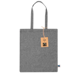 Sac à anses longues en coton Fairtrade et recyclé GRS 120g/m² couleur noir première vue