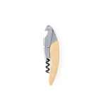 Tire-bouchon et coupe-capsule en acier inoxydable avec manche en bois couleur bois