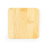 Sous-verre carré en bambou avec décapsuleur d'angle couleur bois quatrième vue