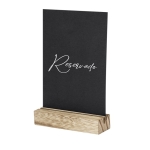 Porte-menu tableau noir double face avec base en bois couleur bois première vue